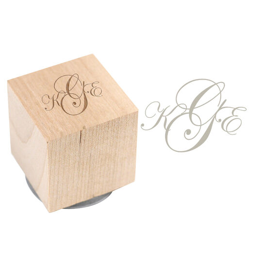 Stately Monogram Wood Block Rubber Stamp